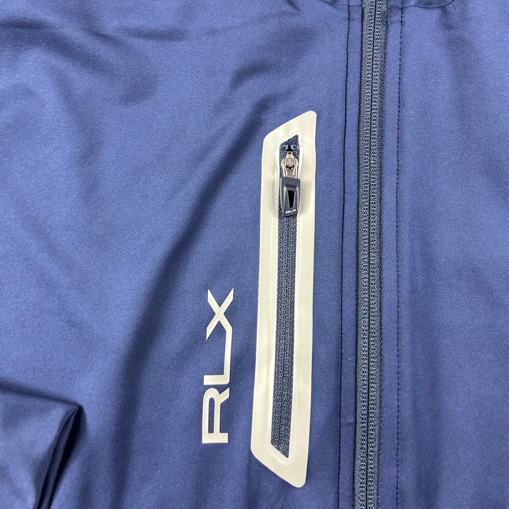 RLX Ralph Lauren Jacket Mens XL Navy Blue Hooded Full Zip Performance Golf Logo - Picture 4 of 10